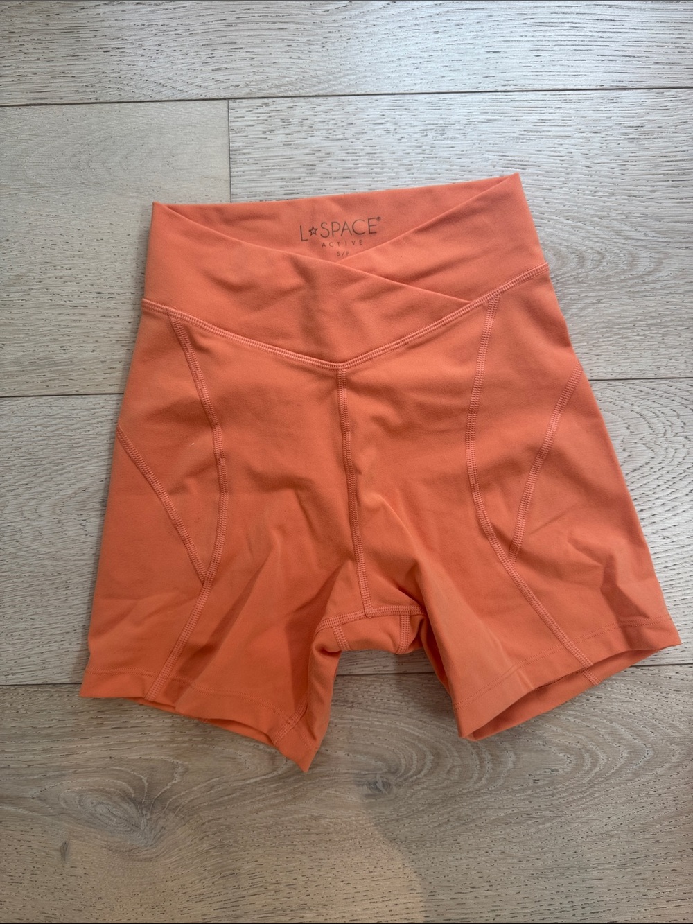 l*space Coral-Orange High-Rise Bike Shorts